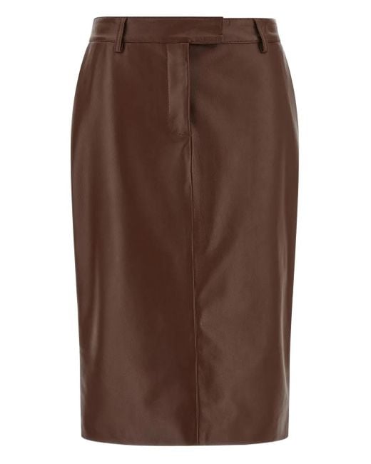GIUSEPPE DI MORABITO Women's Brown Leather Pencil Skirt