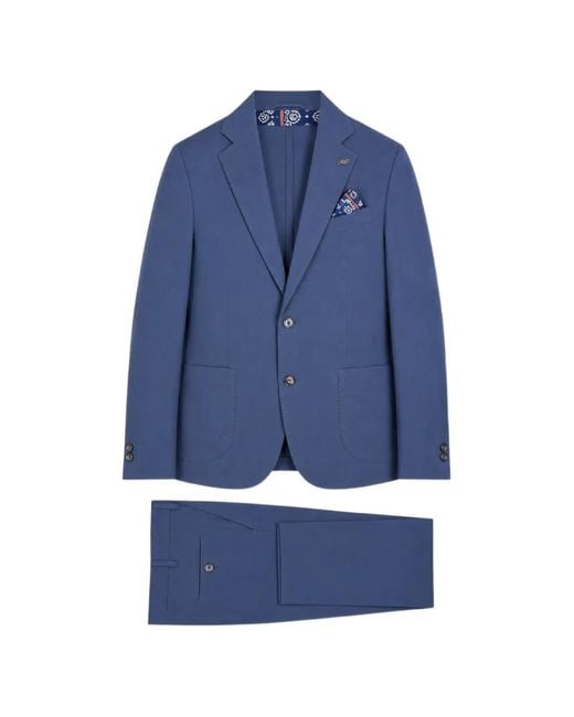 Bob Blue Single-Breasted Notched-Lapels Suit for men