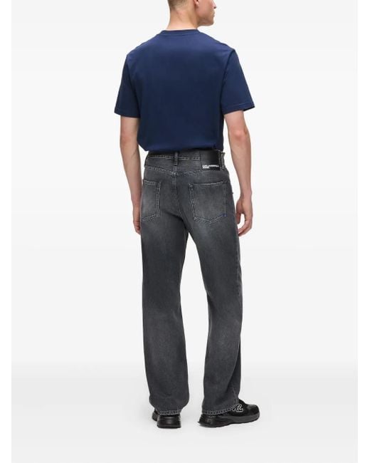 Karl Lagerfeld Gray Logo-Patch Jeans for men