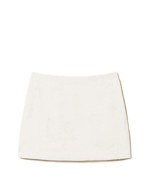 Twinset White Embroidered Mini Skirt