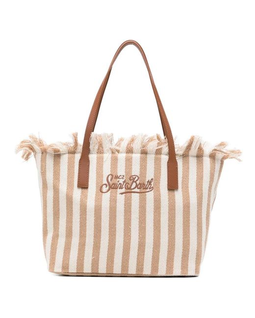 Mc2 Saint Barth Pink Medium City Stripes Beach Bag