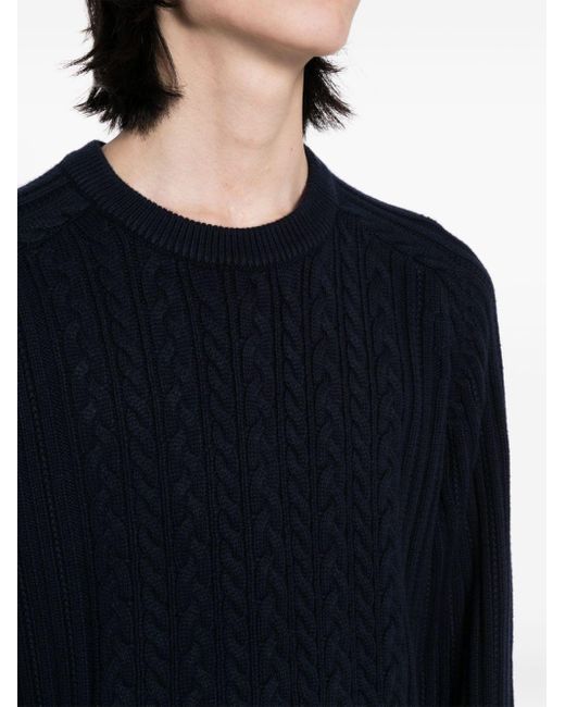 Paul Smith Blue Ribbed-trim Cable-knit Jumper for men