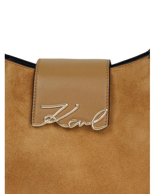 Karl Lagerfeld White K/Signature Suede Shoulder Bag