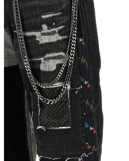 Junya Watanabe Black Chain-Link Patchwork Jeans for men