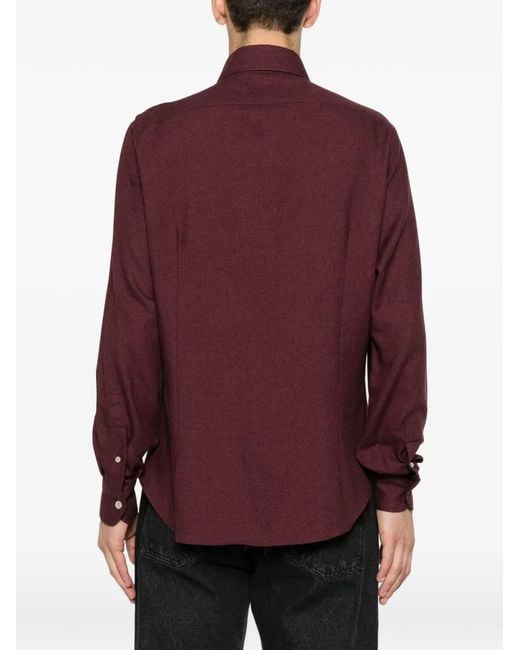 Eleventy Purple Button-Up Long-Sleeve Shirt for men