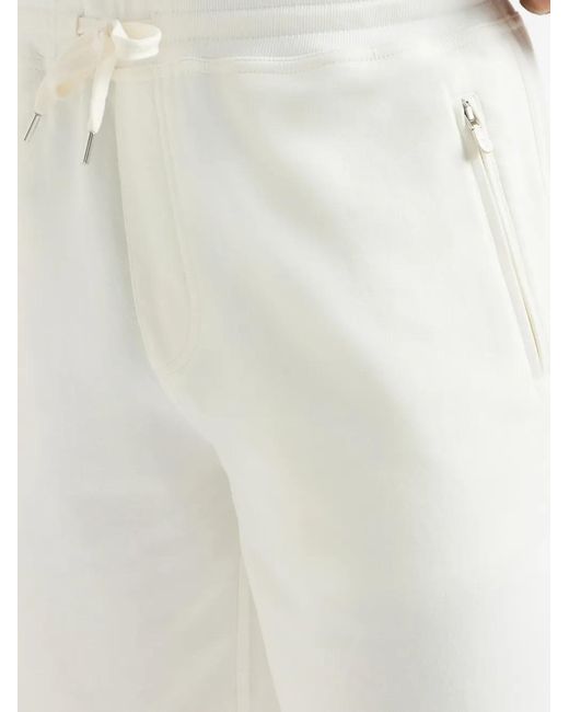 Brunello Cucinelli White Drawstring Zip-Pocket Shorts for men