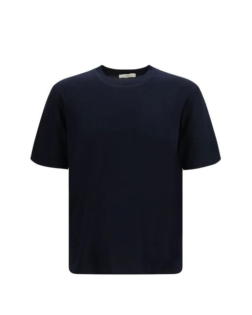 Piacenza Cashmere Blue Ribbed Crew-Neck T-Shirt for men
