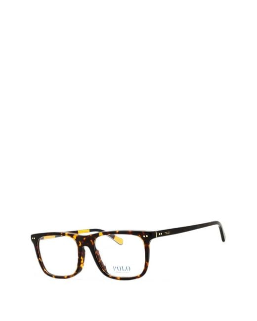 Polo Ralph Lauren Black Tortoiseshell-Effect Rectangle-Frame Glasses for men