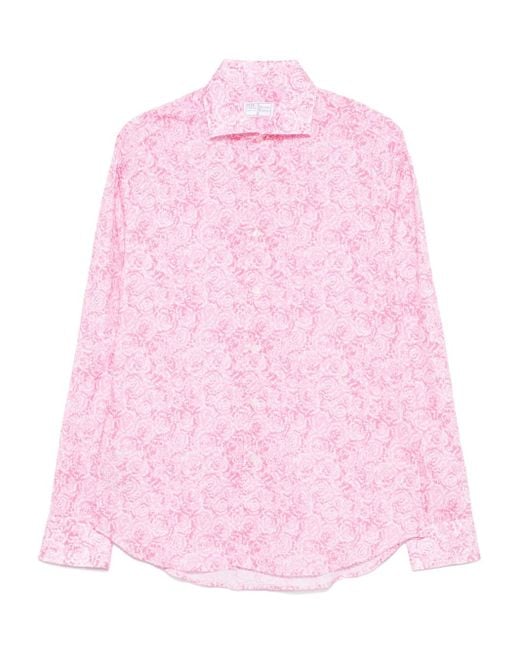 Fedeli Overhemd Met Bloemenprint in het Pink voor heren