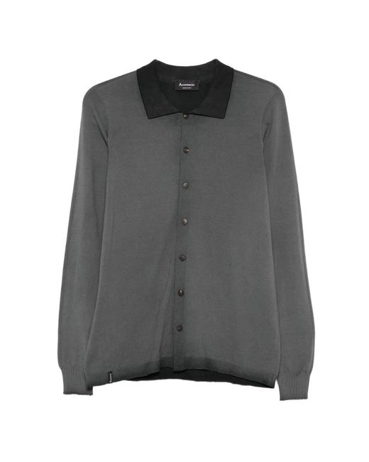 AROVESCIO Gray Buttoned Long-Sleeved Shirt for men
