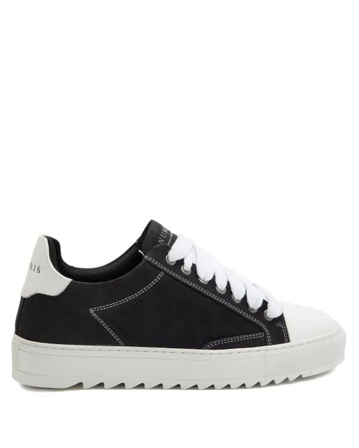 NUMERIS Black Atelier Contrast Stitching Sneakers for men