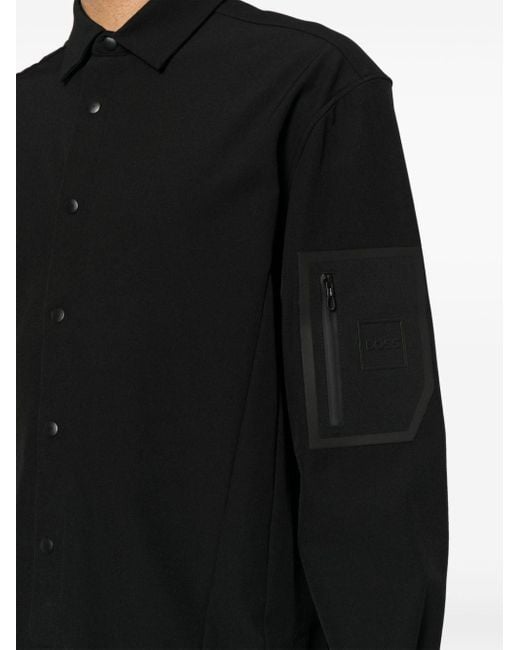 Boss Hemdjacke mit klassischem Kragen in Black für Herren