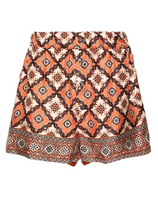 Etro Orange Bandana-print Silk Shorts for men