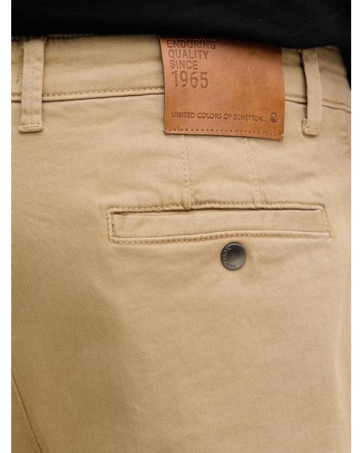 Benetton Natural Pleated-Detail Chino Trousers for men