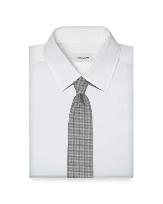 Ferragamo White Micro-Check Tie for men