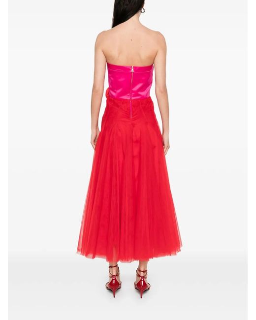 Parlor Red Floral-Appliqué Gown