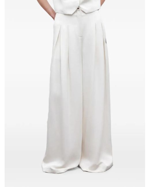 Twp White Drew Pleated Wide-Leg Trousers