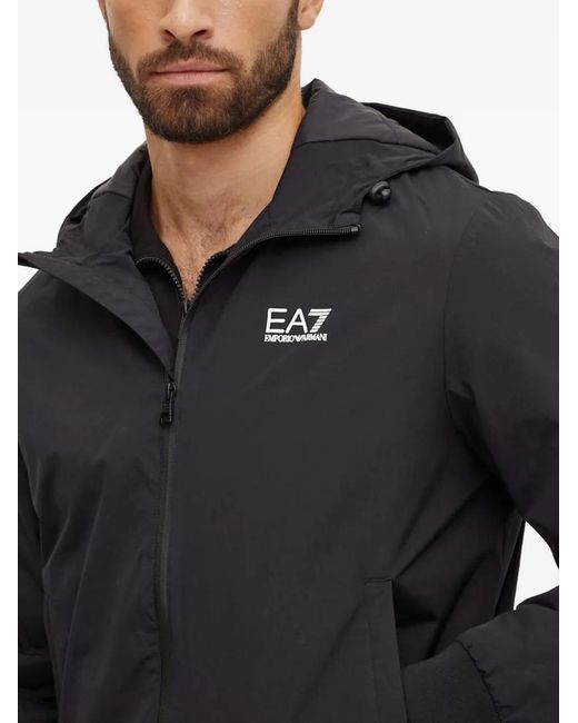 EA7 Blue Hooded Zip Jacket for men