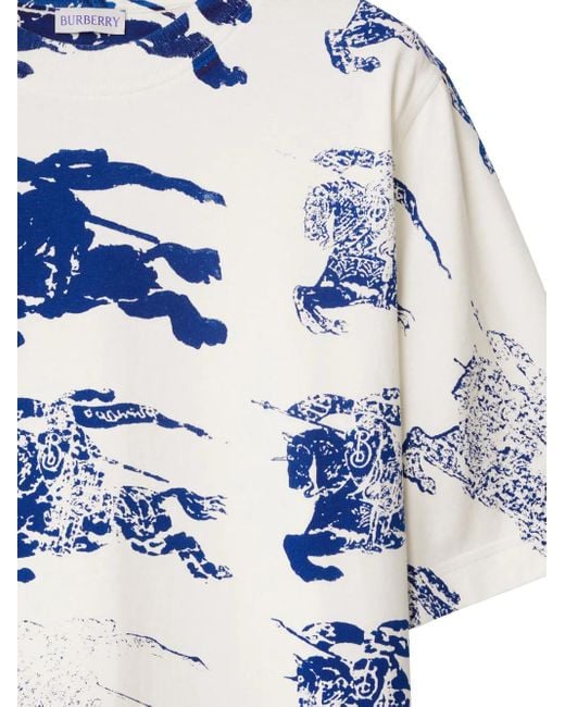 Burberry Blue Equestrian Knight Graphic T-Shirt