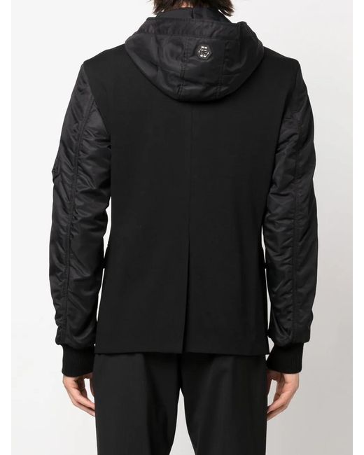 Philipp Plein Black Panelled Hooded Jacket for men