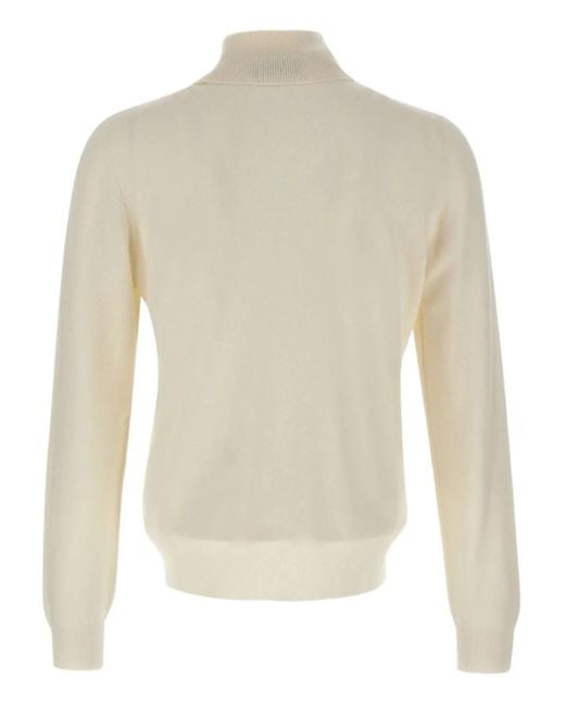 Gran Sasso White Ribbed Turtleneck Sweater for men