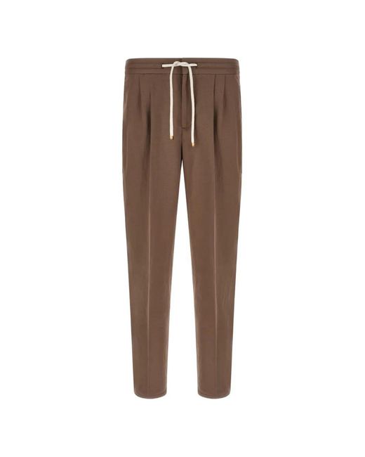 Brunello Cucinelli Brown Drawstring Trousers for men