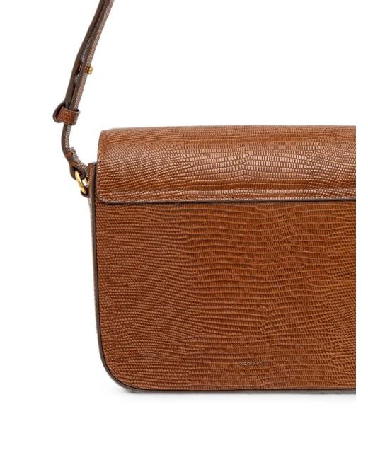 Sessun Brown Diviluz Lizard-Effect Leather Shoulder Bag
