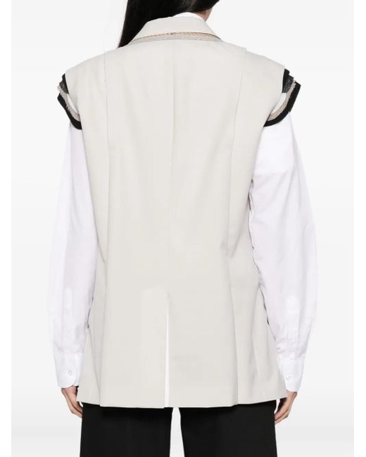Sacai White Double-Breasted Waistcoat