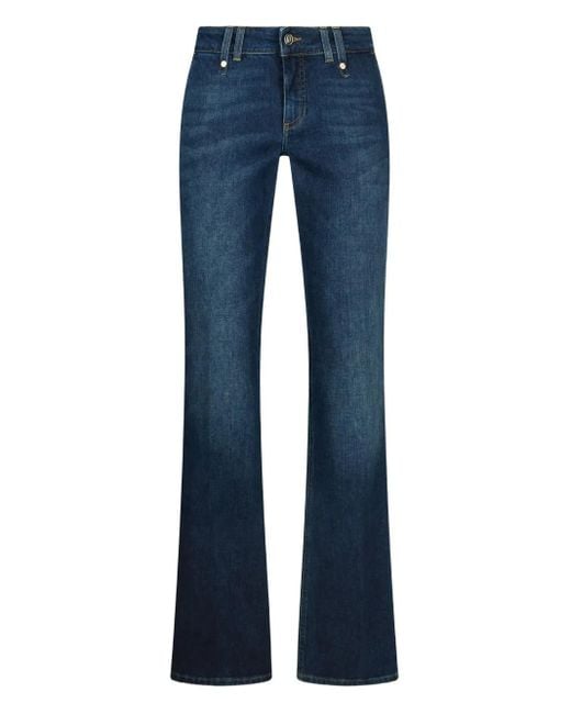Liu Jo Blue Logo-Patch Bootcut Jeans