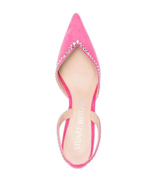Stuart Weitzman Pink Gemcut Xcurve 85Mm Slingback Pumps