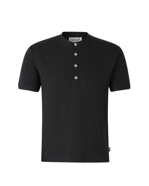 Carrera Black Dorven Button Ribbed T-Shirt for men