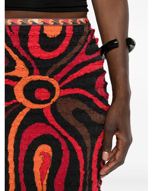 Emilio Pucci Red Marmo Print Shibori Skirt