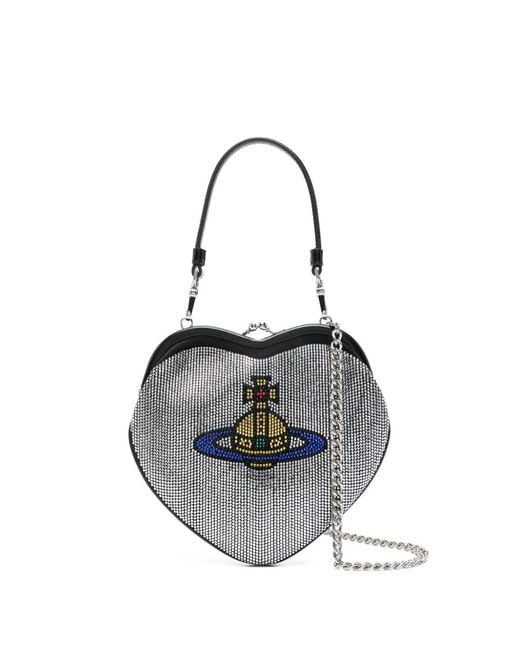Vivienne Westwood Metallic Heart-Shaped Crystal-Embellished Clutch Bag