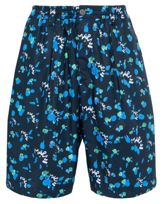 Bermudas náuticas Dripping con estampado abstracto Marni de hombre de color Blue