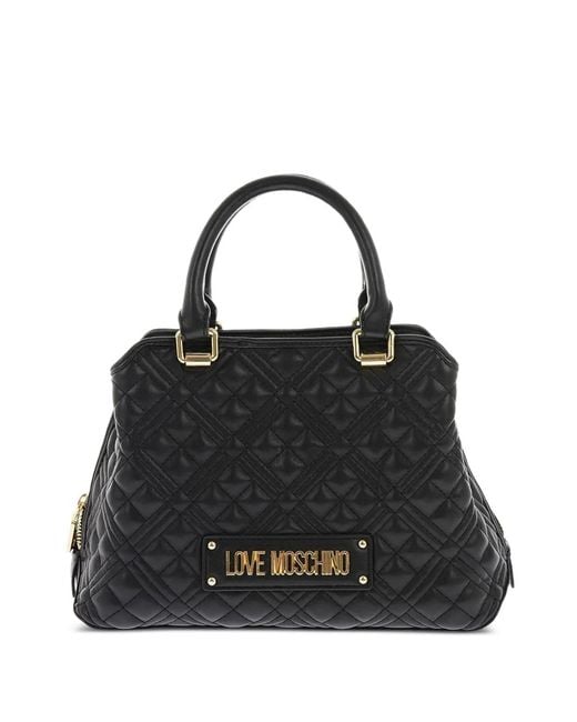 Moschino Black Sac Porté Épaule Matelassé À Plaque Logo