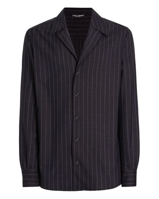 Dolce & Gabbana Black Striped-Pattern Shirt for men