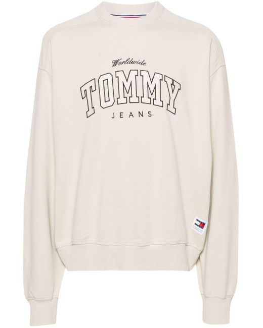 Tommy Hilfiger White Logo-embroidered Cotton Sweatshirt for men