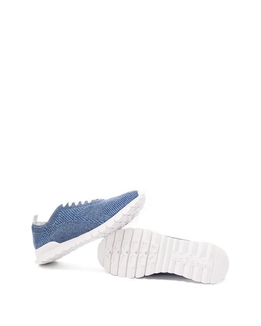 Kiton Blue Textured Lace-Up Low-Top Sneakers for men