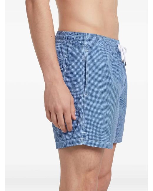 Fedeli Blue Drawstring Pattern Swim Shorts for men