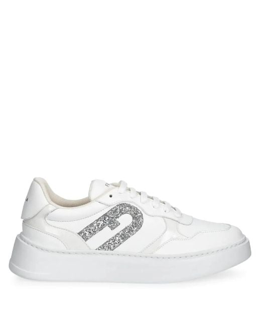 Furla White Glitter Detailing Trainers