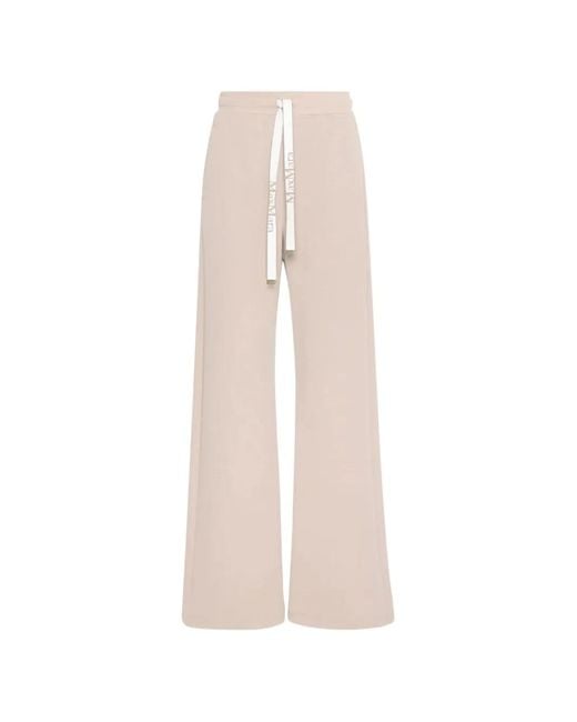 Max Mara White Drawstring-Waist Wide-Leg Track Pants