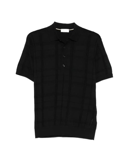 Paolo Pecora Black Checked Polo Shirt for men