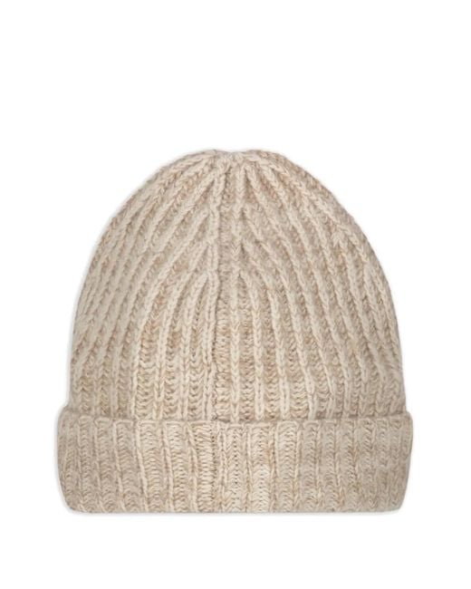 Malo Natural Ribbed-Knit Beanie Hat for men