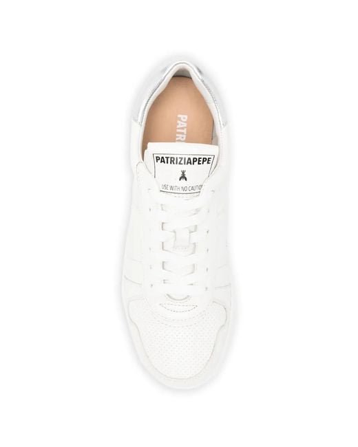 Patrizia Pepe White Leather Perforated Sneakers