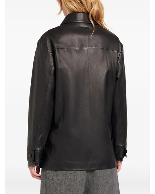 Ports 1961 Black Button-Fastening Leather Jacket