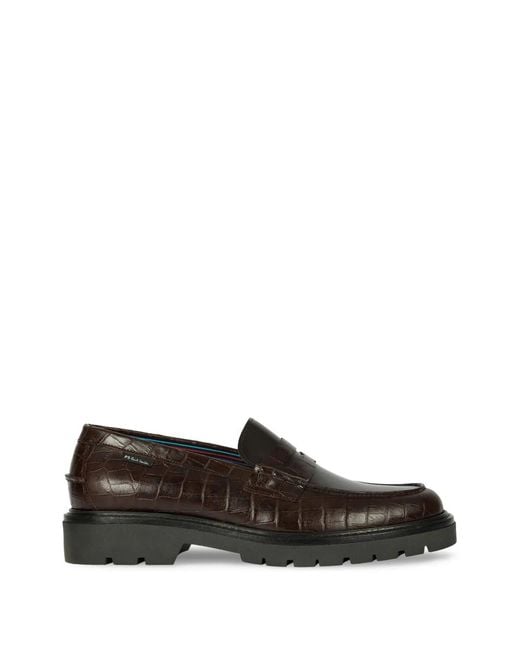 Paul Smith Black Textured Penny Loafers for men