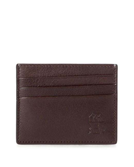 Brunello Cucinelli Brown Brushed Leather Cardholder for men