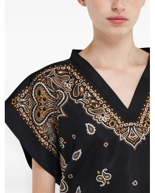 Ferragamo Black Arabesque Print Poncho