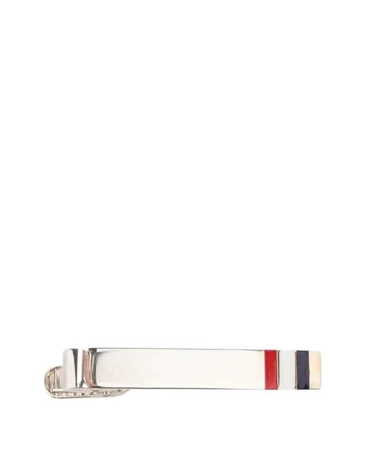Thom Browne White Striped Tie Pin for men
