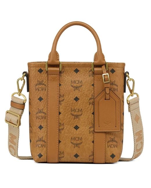 MCM Brown Mini Aren Print Tote Bag